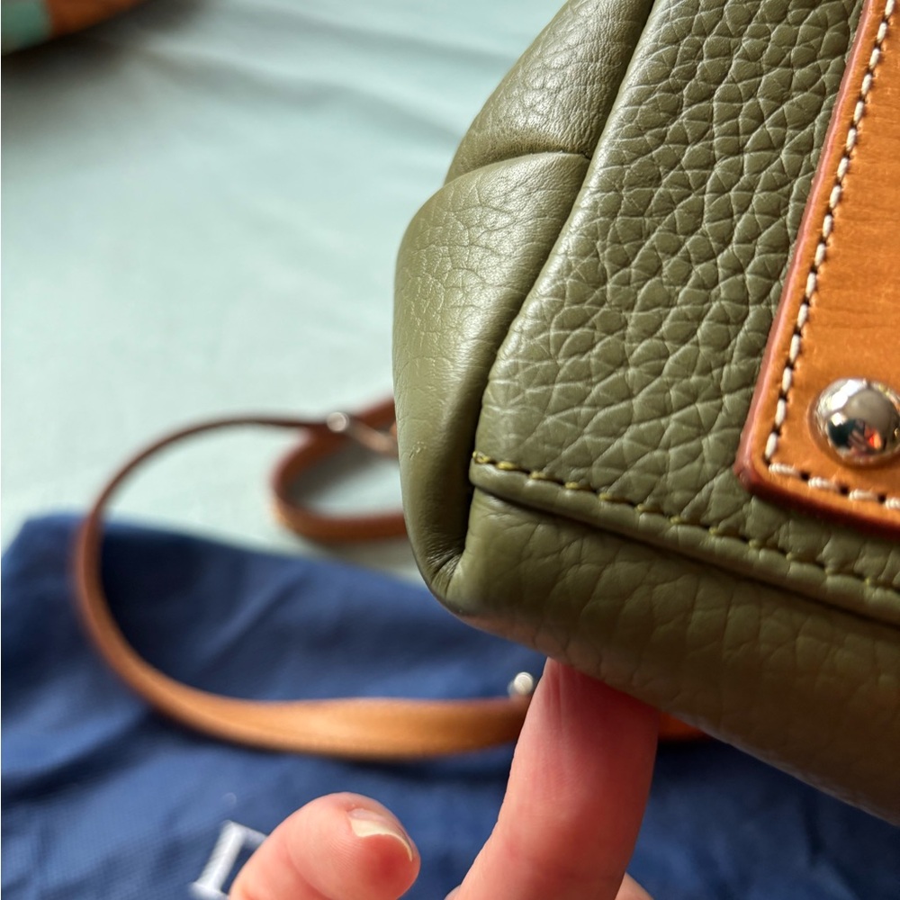 Dooney & Bourke Olive Green Tan Natural Pebbled Leather Crossbody Shoulder FALL - Picture 8 of 16